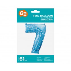 God Balon Folie Aluminiu Digit 7, 61cm, Blue With Stars Hs-c26n7