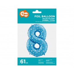 God Balon Folie Aluminiu Digit 8, 61cm, Blue With Stars Hs-c26n8
