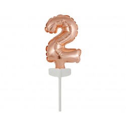 God Balon Folie Aluminiu With Stick, Number 2, Rose-gold, 13cm Bc-5rz2