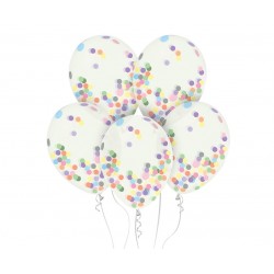 God Baloane Helium Formula Balloons, Transparent, 30cm, Assorted Confetti, 4/set H12/tk4