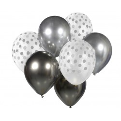 God Baloane Balloon Bouquet, 30cm, Silver Graphite, 7/set Bb-srg7