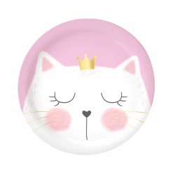 God Farfurii Carton Cat, Pink, 23cm 6/set Pf-tpk9