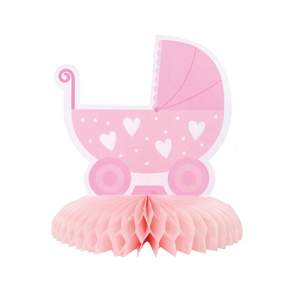 God Decoratiune Din Hartie Pentru Masa B&g Baby Girl, Carriage, Light Pink, 16cm Qt-dswr