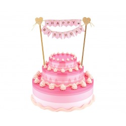 God Decoratiuni Pentru Tort Happy Birthday, Light Pink, 25cm Qt-dhbr