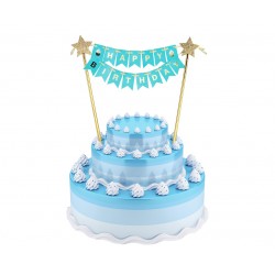 God Decoratiuni Pentru Tort Happy Birthday, Light Blue, 25cm Qt-dhbn