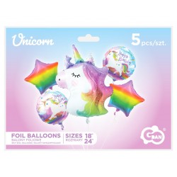 God Balon Folie Aluminiu Set Unicorn, Happy Birthday, 5/set Bz-hjed