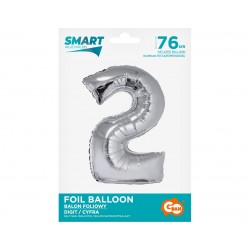 God Balon Folie Aluminiu Smart, Digit 2, 76cm, Silver Ch-ssr2