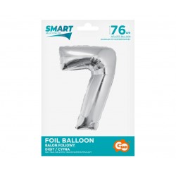 God Balon Folie Aluminiu Smart, Digit 7, 76cm, Silver Ch-ssr7