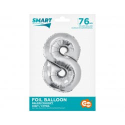 God Balon Folie Aluminiu Smart, Digit 8, 76cm, Silver Ch-ssr8