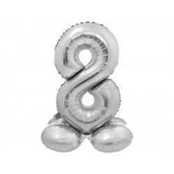 God Balon Folie Aluminiu Smart, Standing Digit 8, 72cm, Silver Cs-ssr8