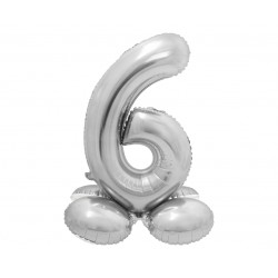 God Balon Folie Aluminiu Smart, Standing Digit 6, 72cm, Silver Cs-ssr6
