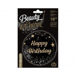 God Balon Folie Aluminiu B&c Happy Birthday, Black, 45cm Fg-ohbc