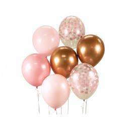 God Baloane Balloon Bouquet, 30cm, Pink And Copper, 7/set Bb-rmd7