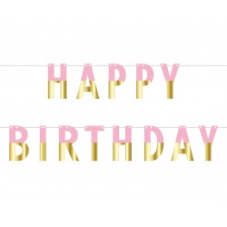 God Ghirlanda Din Hartie Happy Birthday, Diy, Pink-gold, 160cm Pf-gurz