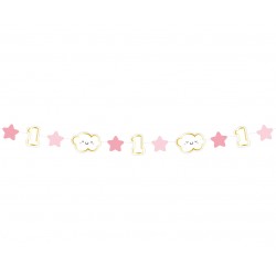 God Mini Ghirlanda Din Hartie 1st Birthday, Pink, 120cm, 8.4*6cm Pf-gmrr