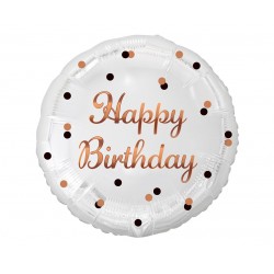 God Balon Folie Aluminiu B&c Happy Birthday, White, Rose-gold, 45cm Fg-ohbb