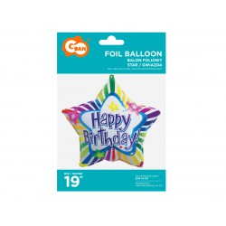 God Balon Folie Aluminiu Happy Birthday, 48cm, Star Fg-g19h