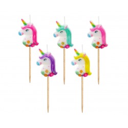 God Lumanari Tort Pick Candles Unicorns, Multicolor, 5/set Sf-pjek