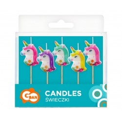 God Lumanari Tort Pick Candles Unicorns, Multicolor, 5/set Sf-pjek