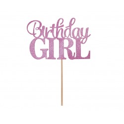 God Decoratiuni Pentru Tort Birthday Girl, Glitter Pink, 10*7cm Pf-dpbg