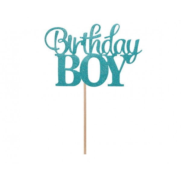 God Decoratiuni Pentru Tort Birthday Boy, Glitter Blue, 10*7cm Pf-dpbb