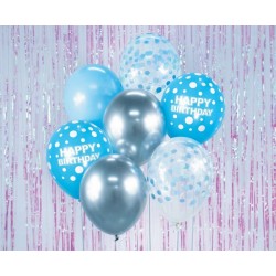 God Baloane Balloon Bouquet B&c, 30cm, Happy Birthday, Silver And Blue 7/set Bb-snh7