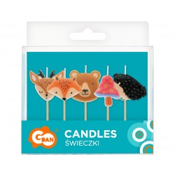 God Lumanari Tort Pick Candles, Forest Animals, 8cm, 5/set Sf-pzwl