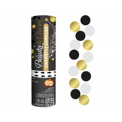 God Confetti Confetti Cannon B&c Circles, Black,gold,white, 15cm Jc-kpkc15