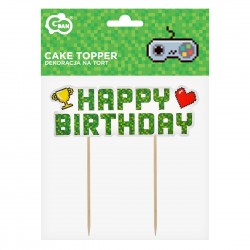 God Decoratiuni Din Lemn Pentru Tort Game On - Happy Birthday, 14.5cm Pf-dtgh