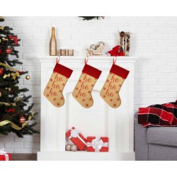 God Decoratiune Craciun Soseta Christmas Sock Jute Ho Ho Ho, 46cm Nw-ssho