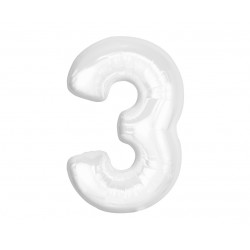 God Balon Folie Aluminiu B&c Number 3, White, 92cm Ch-b9b3