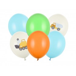 Pd Baloane Balloons 30cm, Construction Vehicles, Pastel Light Cream 6/set Sb14p-334-000-6