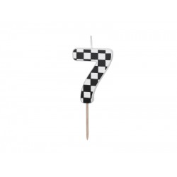 Pd Lumanari Tort Number 7, Checkered Flag Pattern, Mix 5.5cm Scu7-7