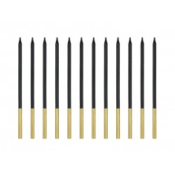 Pd Lumanari Tort Plain Birthday Candles, Black, 14cm 12/set Scd-4-010