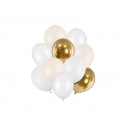 Pd Baloane Latex Balloons Set, 27-30cm, Metallic White, Pastel White, Gold Mix 10/set Zbl3