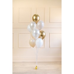 Pd Baloane Latex Balloons Set, 27-30cm, Metallic White, Pastel White, Gold Mix 10/set Zbl3