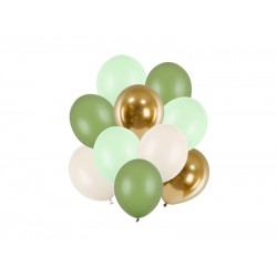 Pd Baloane Latex Balloons Set, 27-30cm, Pistachio, Pastel Rosemary Green, Gold Mix 10/set Zbl4