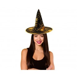 God Palarie Vrajitoare Witch Hat With A Golden Spiderweb, 58cm, One Size H-12585-2