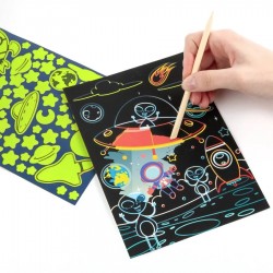 De Carte De Colorat Scratch Art Book 5 Coli + Stickere Cosmos Glow In The Dark Kidea Scwkkka