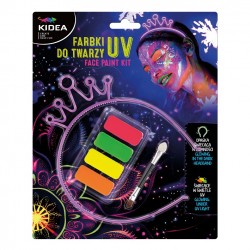 De Set Pictura Pe Fata Uv Glow 4 Culori/set + Aplicator Kidea Fdtuvoska