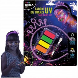 De Set Pictura Pe Fata Uv Glow 4 Culori/set + Aplicator Kidea Fdtuvoska