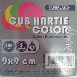 Pa Cub Hartie Color 500 Coli  Fluorescent 9*9cm 80g/mp 21100046 N
