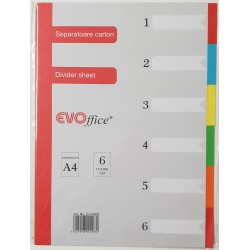 Gol Separatoare Index Carton 6 Culori Evoffice Eg4g04