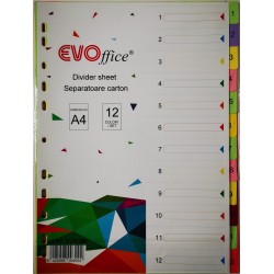 Nd Separatoare Index Carton 12 Culori Evoffice Ev4g06