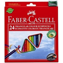 Lec Creioane Colorate Faber-castell Eco Triunghiulare Cu Ascutitoare 24/set Fc120524