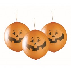 God Baloane Premium Balloons, Halloween Pumpkin, Ball Shape With Rubber Band 45cm 3/set Gb/pg17