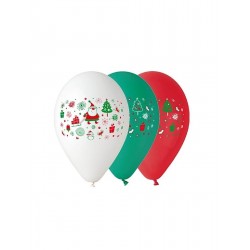 God Baloane Premium Balloons, 30cm, Santa Claus, Red Green And White 5/set Gb/pg24