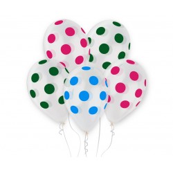 God Baloane Premium Helium Balloons, Dots, Transparent, 33cm 5/set Gs120/157/00