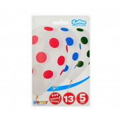 God Baloane Premium Helium Balloons, Dots, Transparent, 33cm 5/set Gs120/157/00