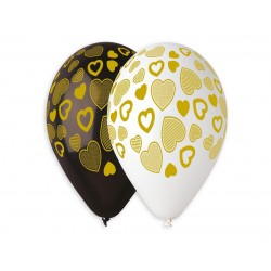 God Baloane Premium Helium Balloons, Golden Hearts, 33cm, 5/set Gs120/917